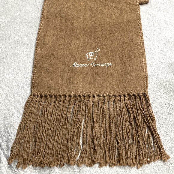 New Alpaca Camargo Woven 100% Alpaca Fringe Camel Brown Scarf Made in Peru ! - Picture 3 of 10